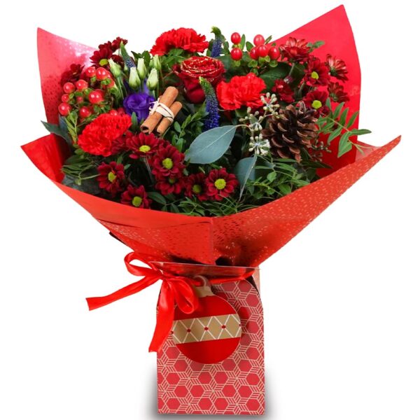 Cinnamon Scents Flower Bouquet, Beautiful Fresh Christmas Flowers with Free Next Day Delivery, Perfect for Christmas, Birthdays, Anniversaries and Thank You Gifts