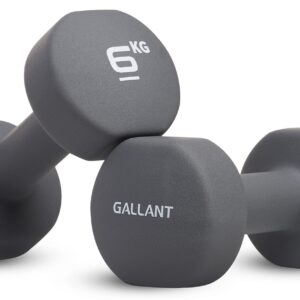 Gallant 6kg Dumbbells Pair - 6kg Weights Dumbbells Set Women & Men, Neoprene Hand Weights - Small Arm Weight For Home Gym Fitness Exercise Training Weights for women, Dumbbell sets for men 6 kg x 2